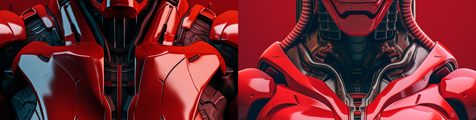 红色科幻机器人模型Midjourney关键词