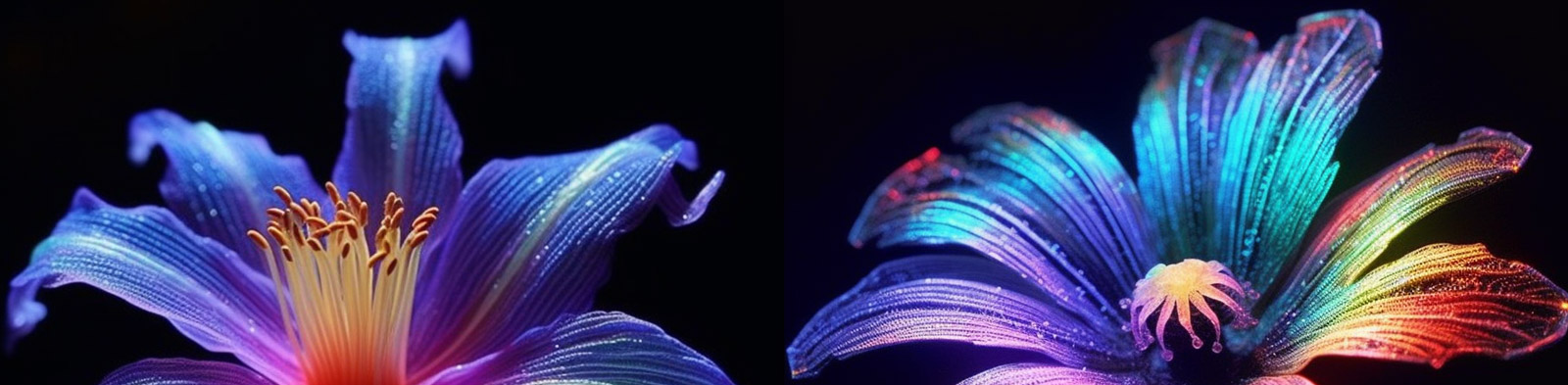 全息朋克彩色花朵Midjourney咒语