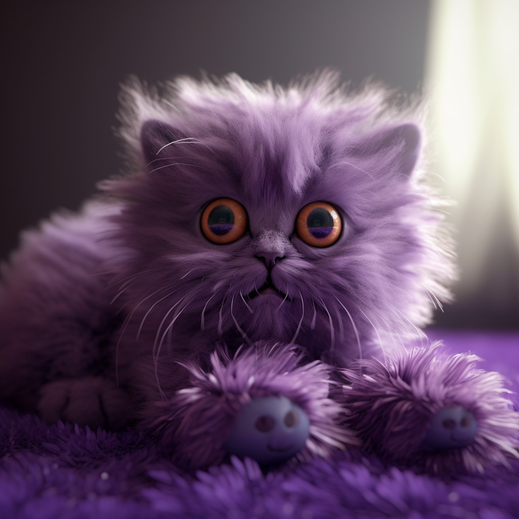 紫色可爱猫咪midjourney咒语 - Ai宇宙吧--Ai宇宙吧-