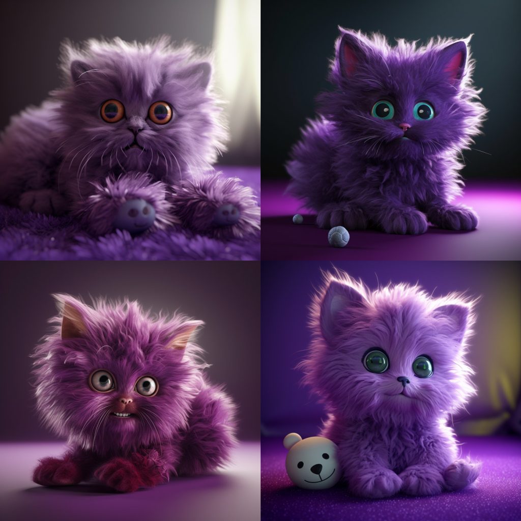 紫色可爱猫咪midjourney咒语