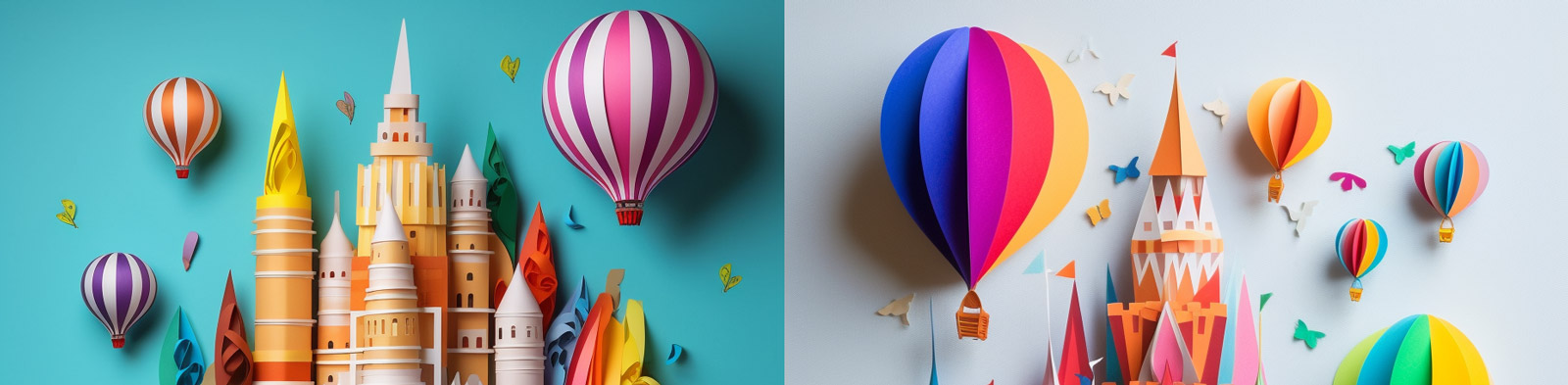 纸艺术热气球城堡Midjourney咒语
