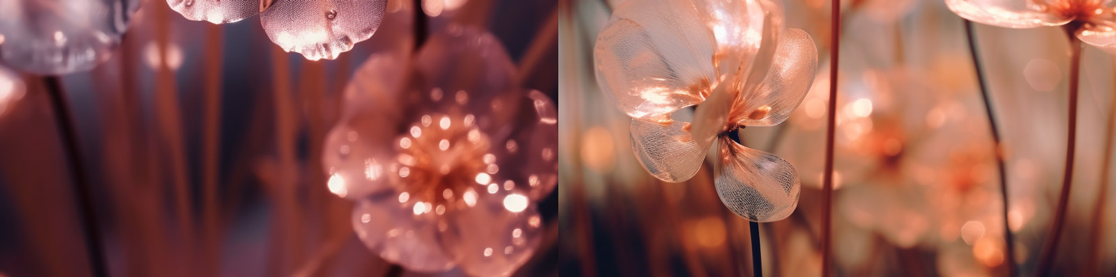 透明花瓣特写照片Midjourney咒语