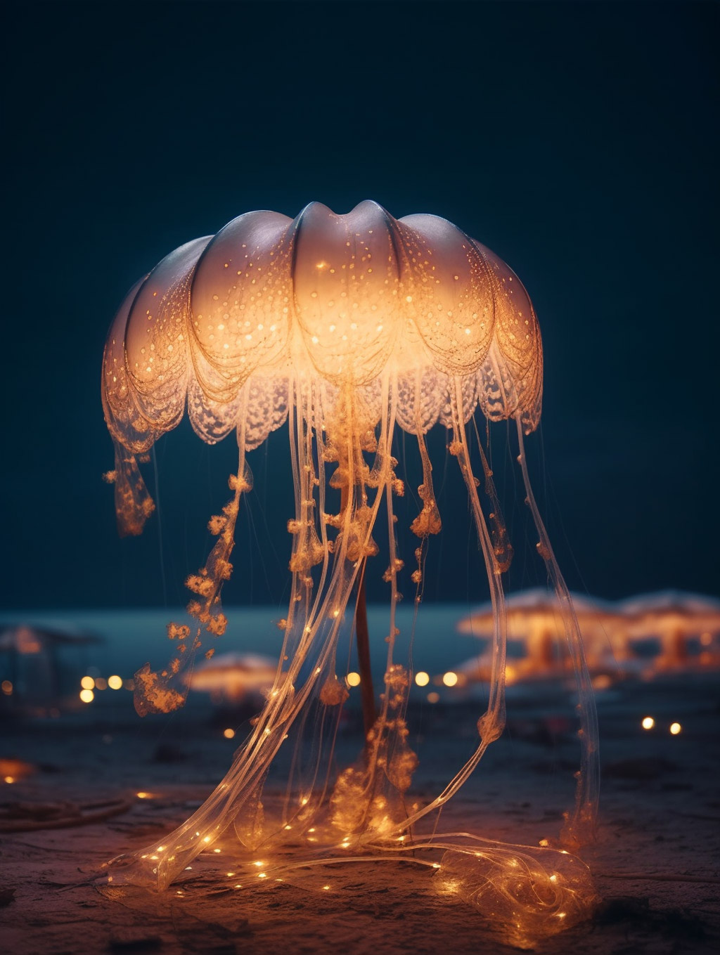 沙漠透明发光水母Midjourney咒语