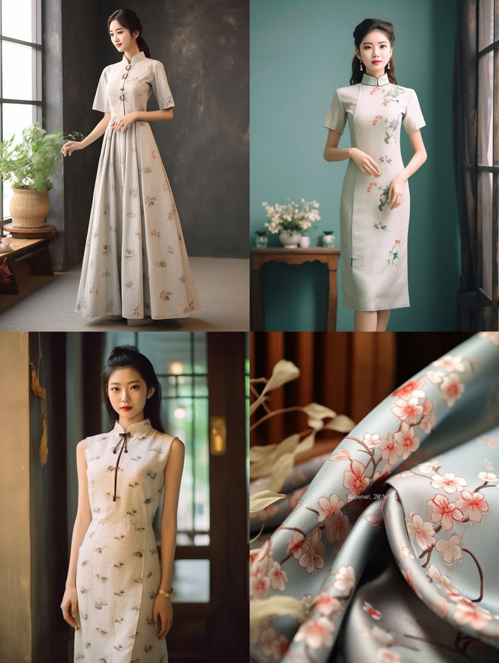 中国传统旗袍美女Midjourney咒语