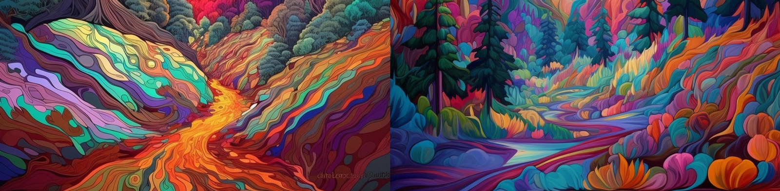 创意山线风景彩色画Midjourney咒语