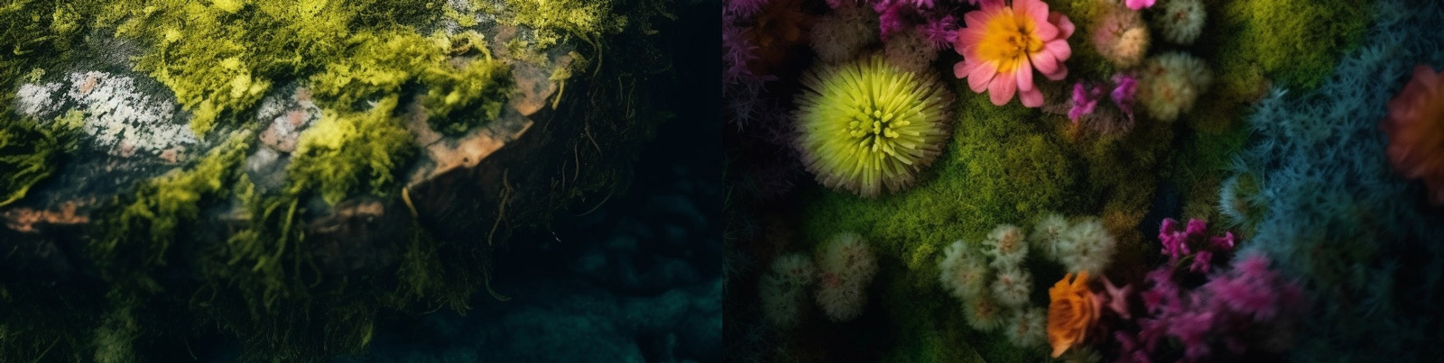 自然苔藓鲜花壁纸Midjourney咒语