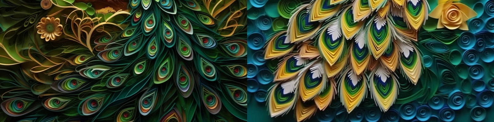 多维华丽孔雀插图Midjourney咒语