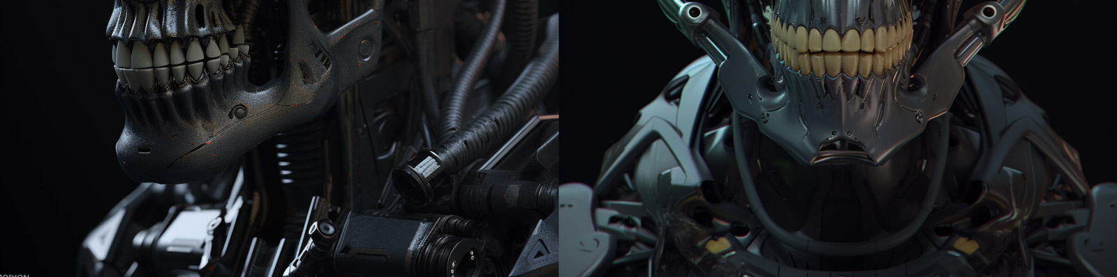 机械装甲头骨模型midjourney咒语