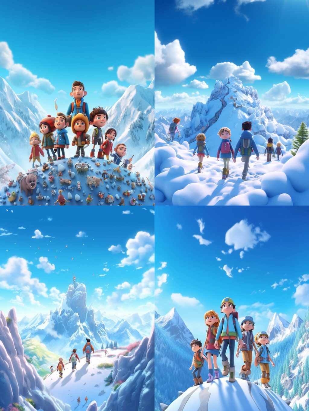 迪士尼动画攀登雪山midjourney咒语