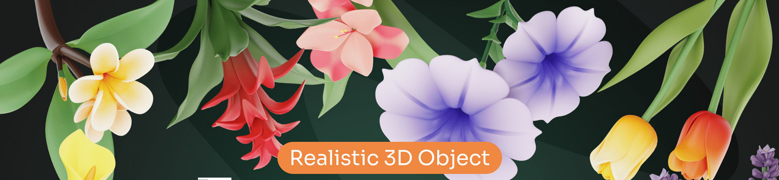 3D鲜花图标插图模型Blender