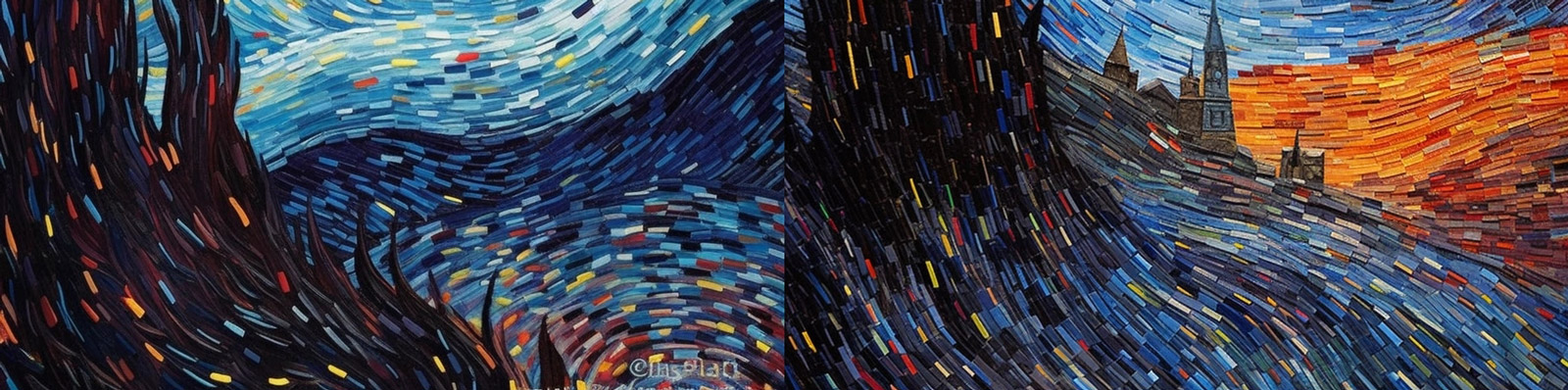 艺术马赛克星空插画Midjourney咒语