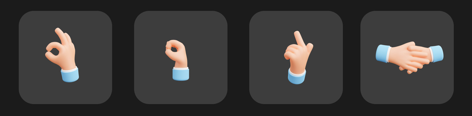 3D手势动作插图模型Blender