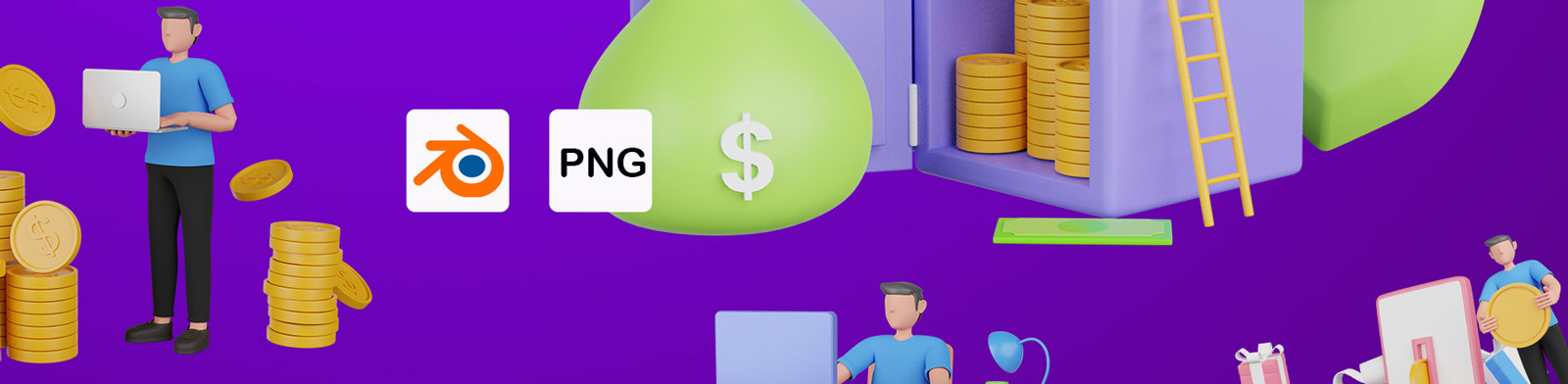 3D金融储蓄插图模型Blender