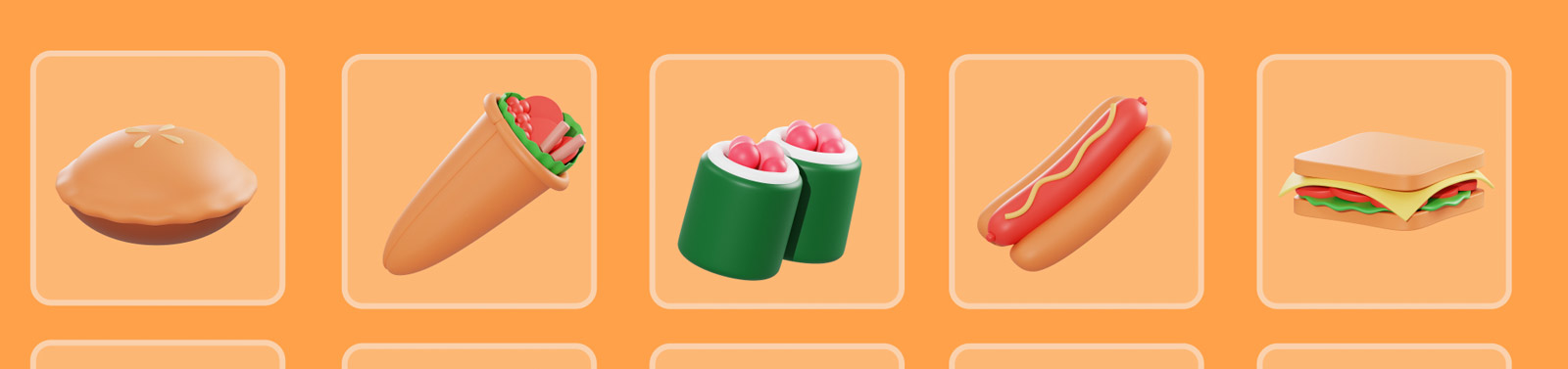  3D美食图标插图模型Blender