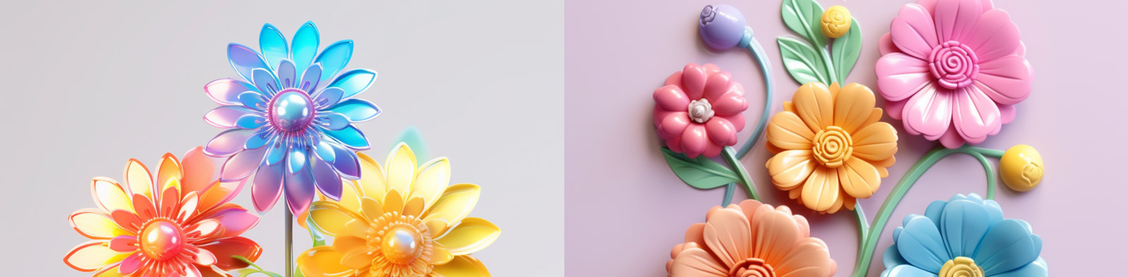 3D七彩花鲜花模型Midjourney关键词