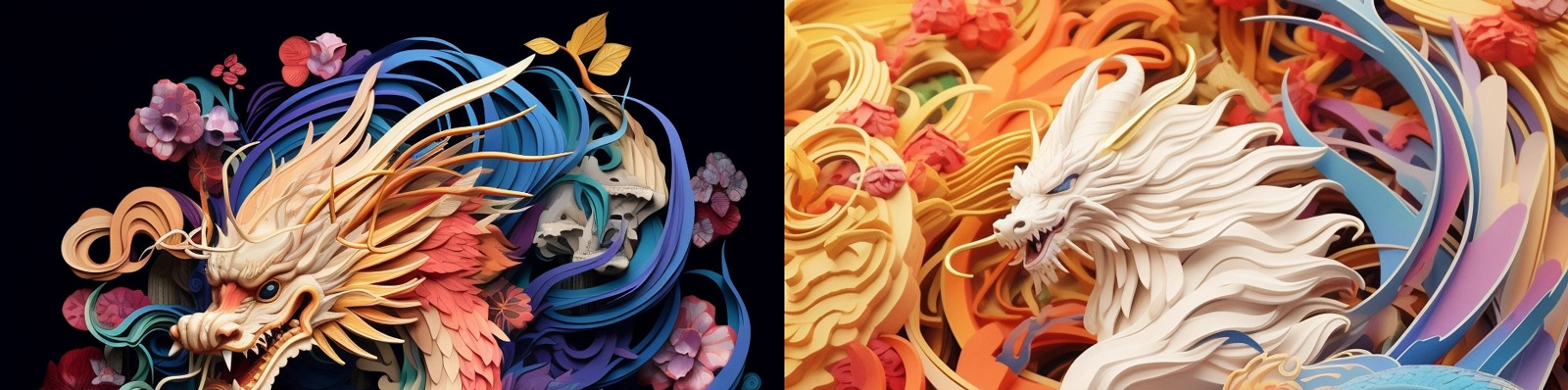 剪纸艺术中国龙Midjourney关键词