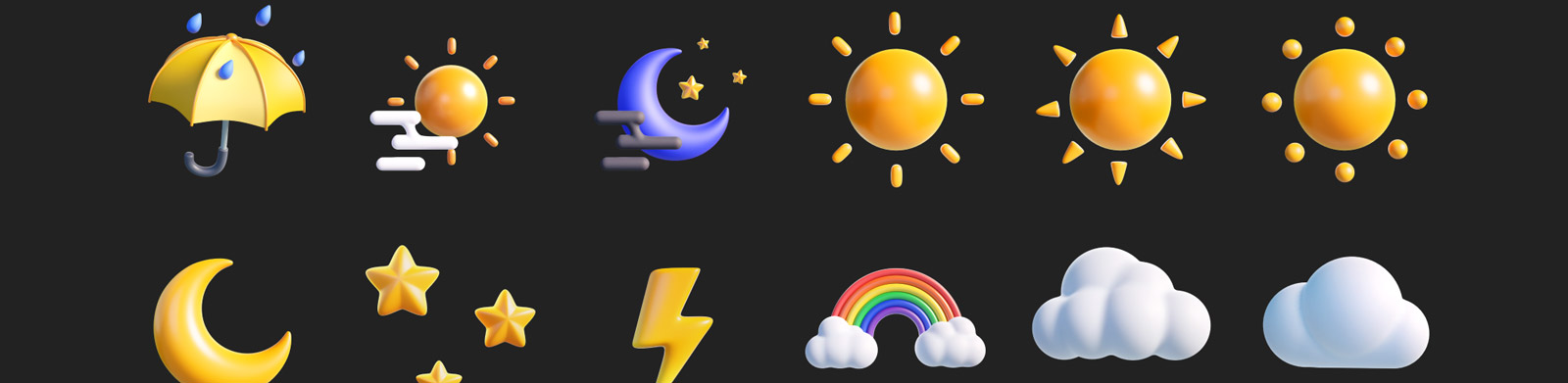  3D天气图标插图模型Blender