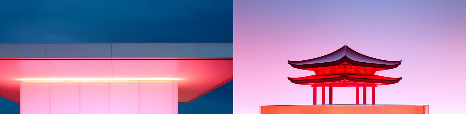 中式建筑光效摄影Midjourney咒语