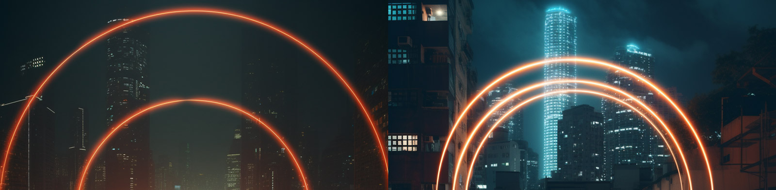 未来科技城市光圈建筑Midjourney咒语