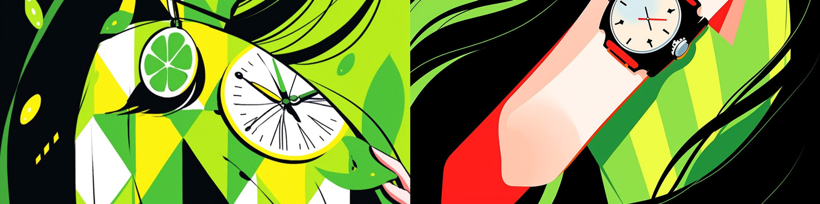 极简动漫卡通女孩插图Midjourney关键词