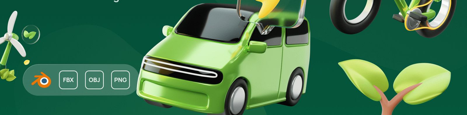  3D绿色生态环保模型Blender