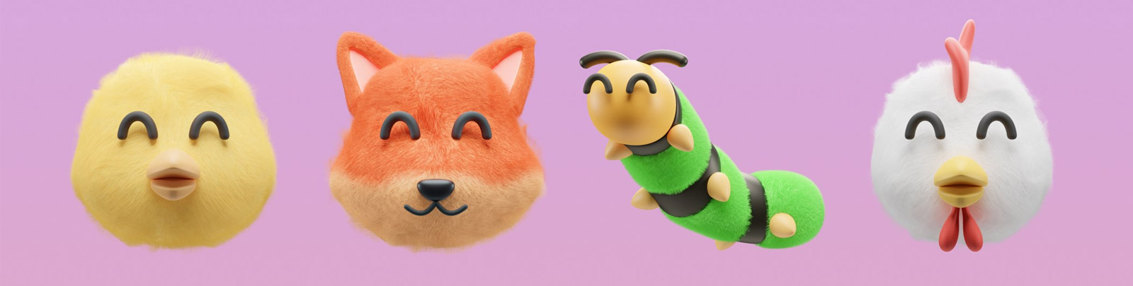 3D卡通动物头像模型Blender