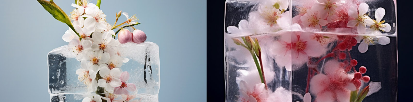 创意冰立方樱花造型Midjourney咒语