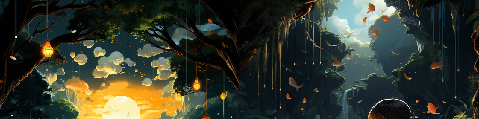 动漫丛林探险插画Midjourney关键词