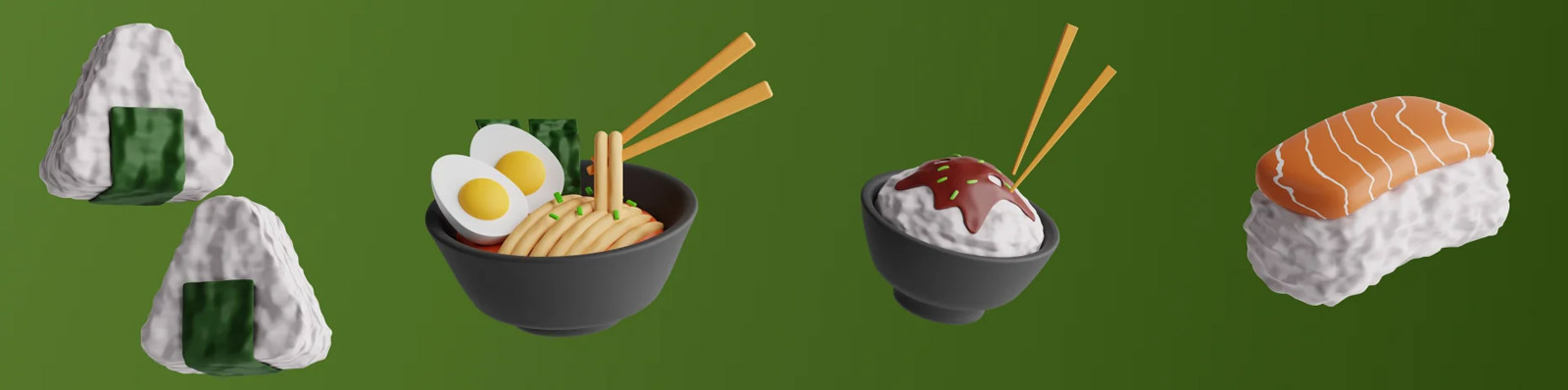  3D日本美食插图模型Blender