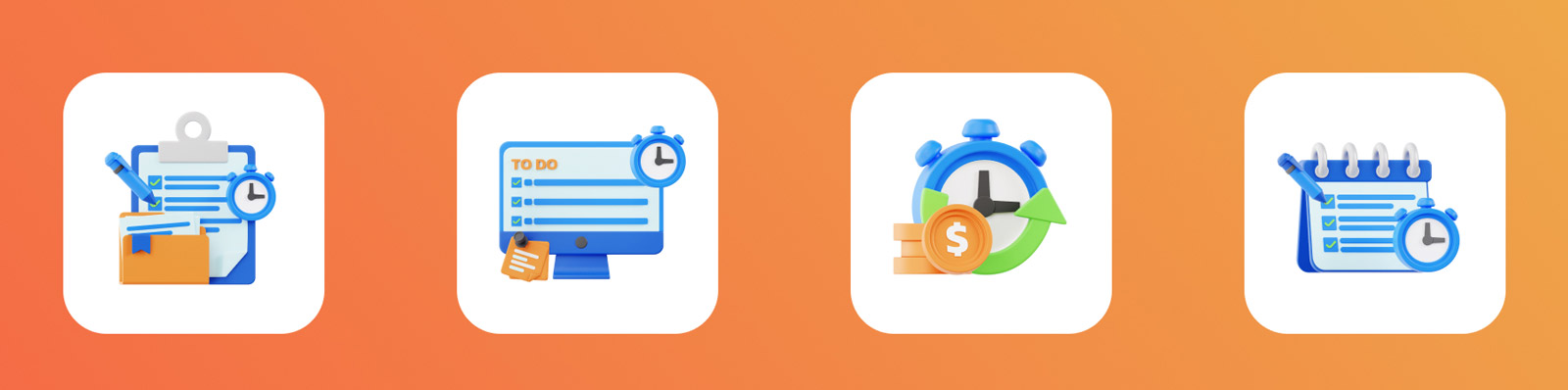 3D商务时间图标模型Blender