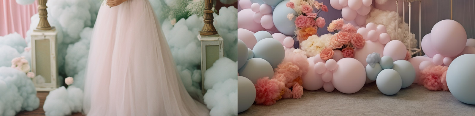 梦幻粉色云朵气球背景Midjourney关键词