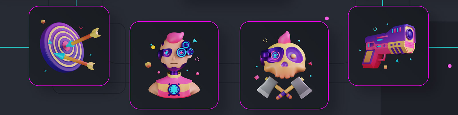 3D赛博朋克插图模型Blender