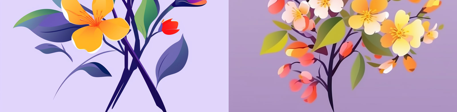 手绘鲜花树枝插图Midjourney咒语