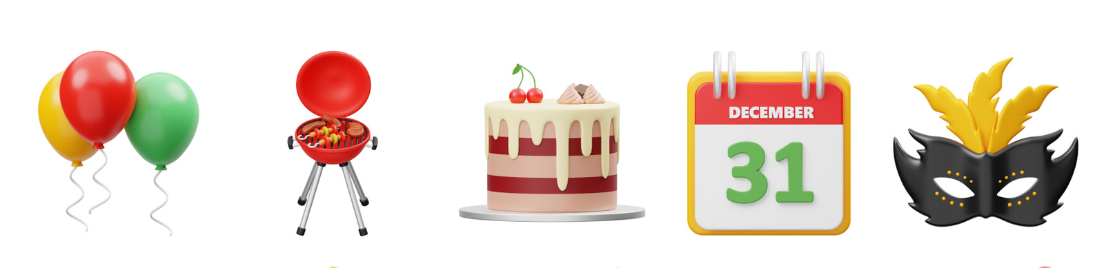  3D新年庆祝元素模型Blender