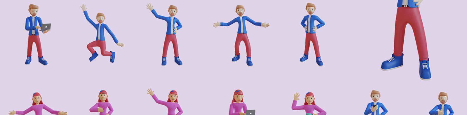 3D趣味人物插图模型Blender