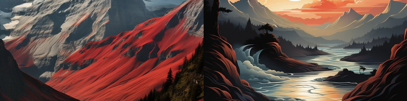 极简抽象自然山川景观Midjourney关键词