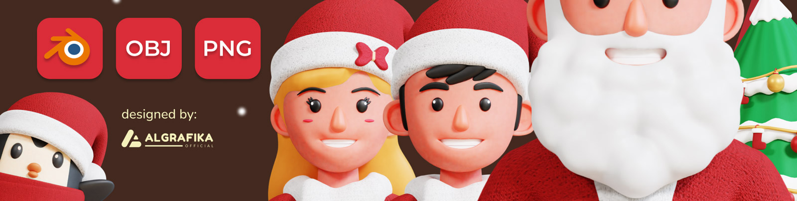  3D圣诞节元素模型Blender