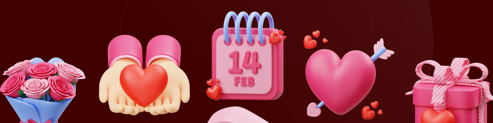  3D情人节图标模型Blender