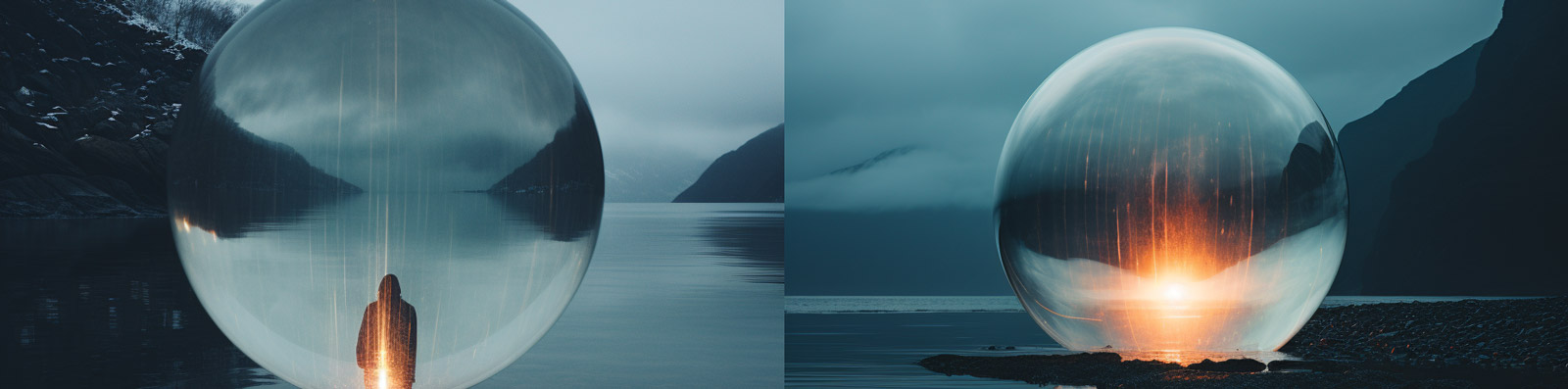 创意透明圆形人物拼贴画Midjourney关键词