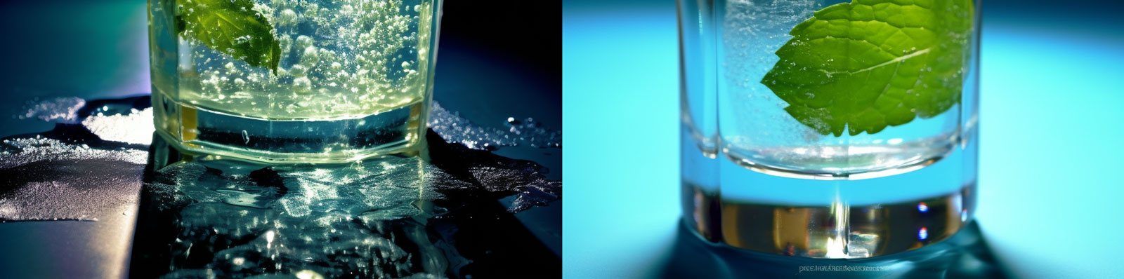 柠檬薄荷水饮料特写Midjourney关键词