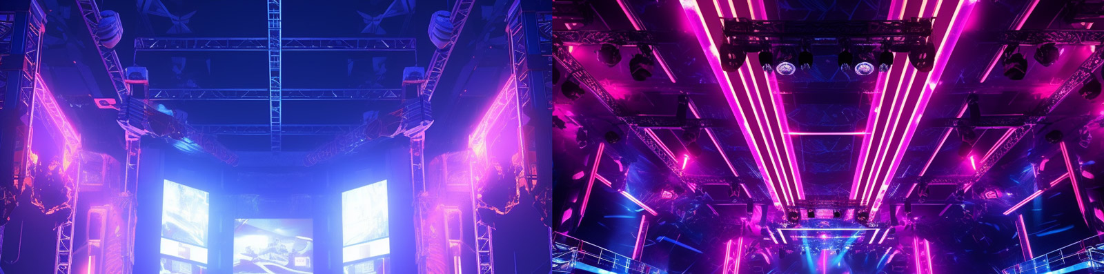 霓虹灯舞台空间背景Midjourney关键词