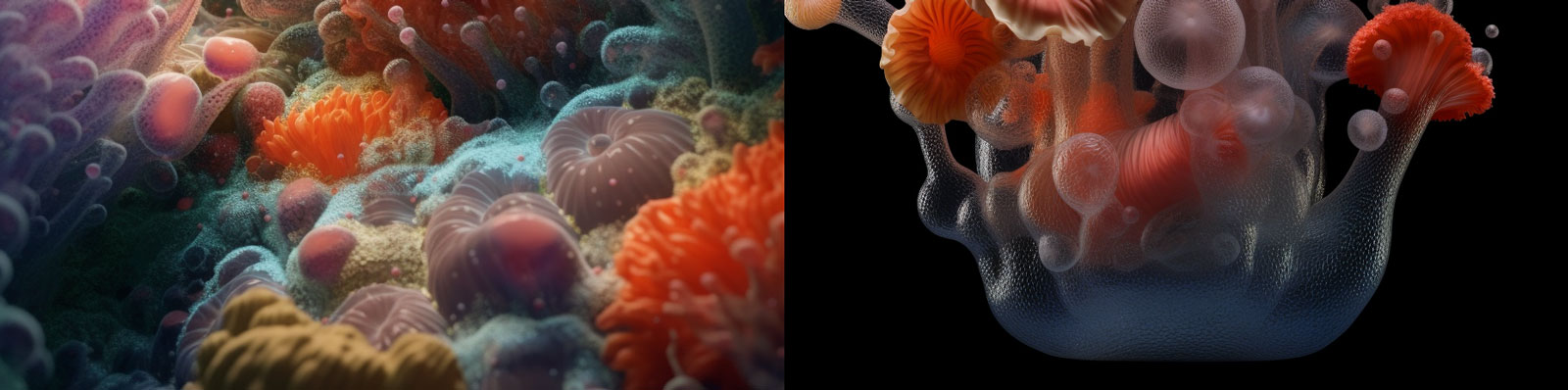 艺术珊瑚礁特写Midjourney关键词