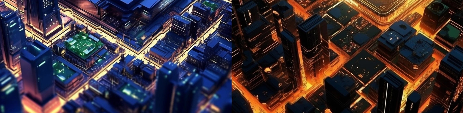 超现实科幻芯片城市景观Midjourney咒语