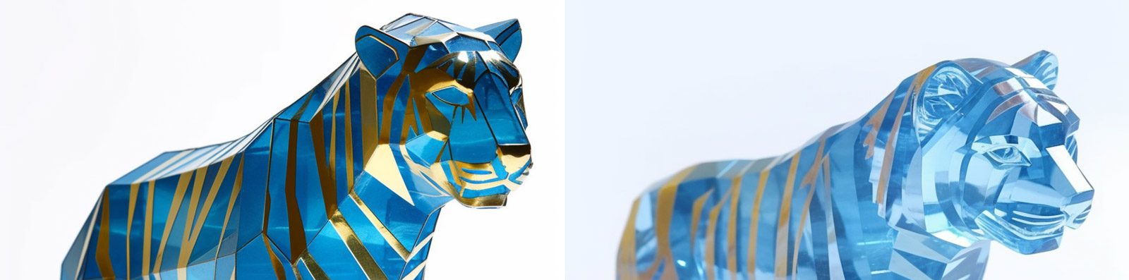 透明玻璃老虎模型Midjourney咒语