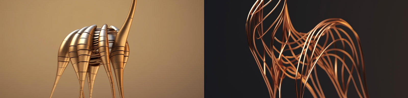 3D动物金属模型Midjourney咒语