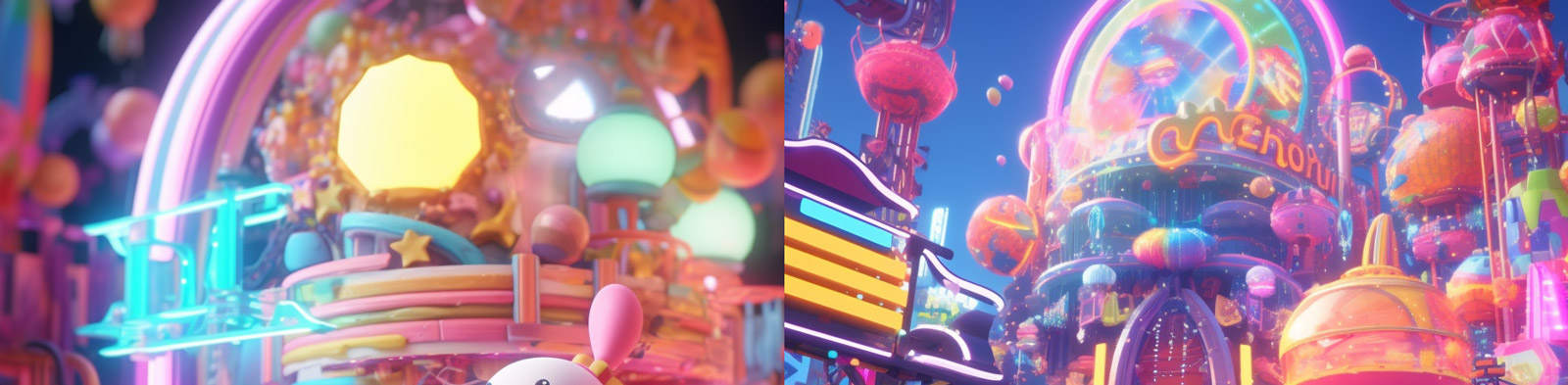 梦幻赛博朋克游乐园Midjourney咒语