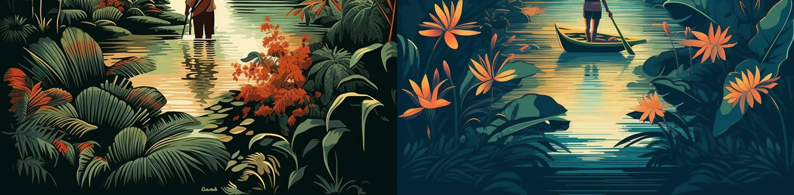 渔夫捕鱼场景绘画Midjourney关键词