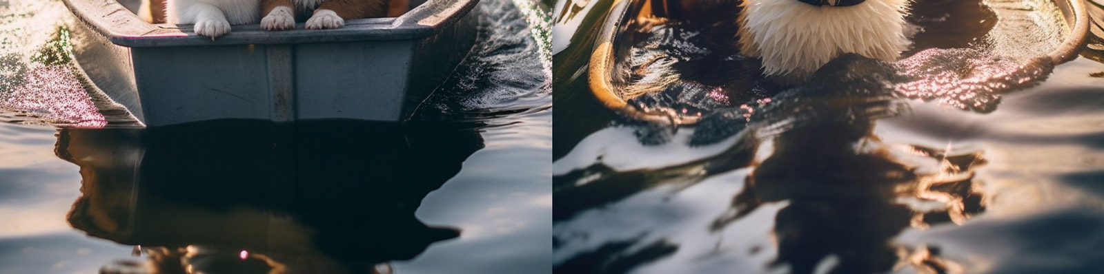 柯基狗狗划船照片Midjourney咒语