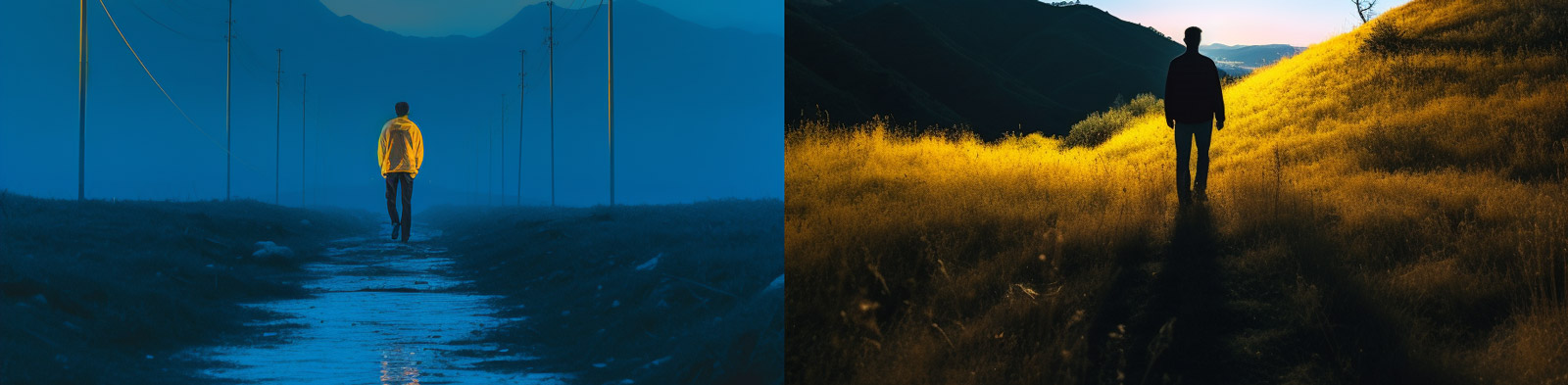 夜晚人物背影摄影Midjourney咒语