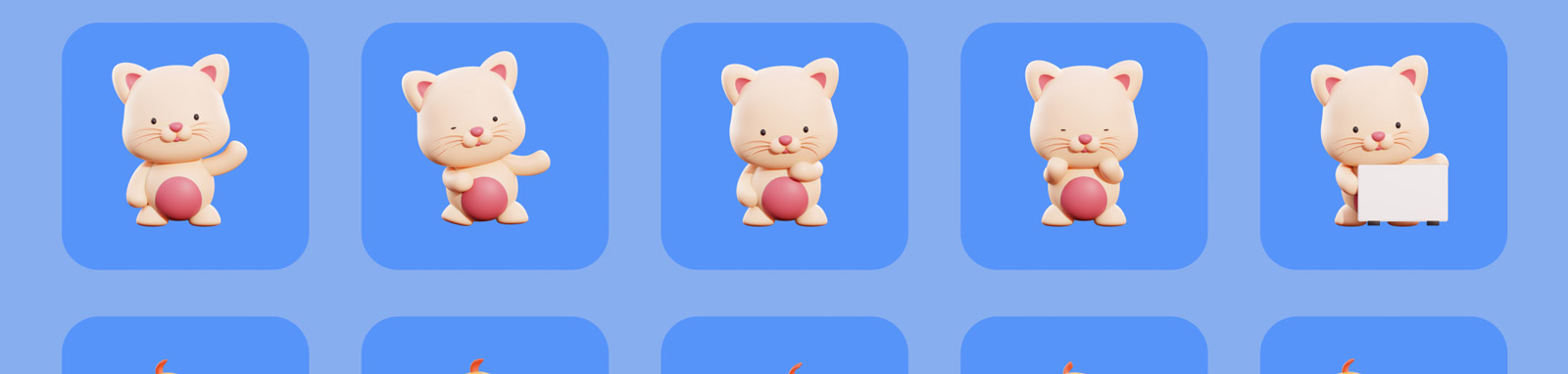  3D可爱动物插图模型Blender